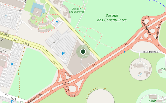 Mapa da região da sede da ASMPF, na Procuradoria-Geral da República, em Brasília